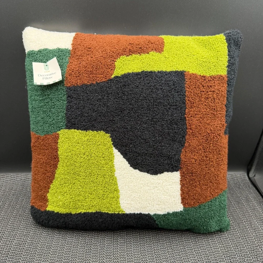 Target Square Geo Decorative Pillow Multi-Color Abstract Tufted 14x14 Pillow
